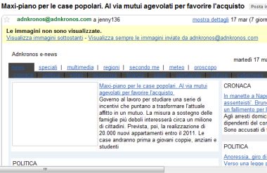 Anteprima menu blu su Gmail