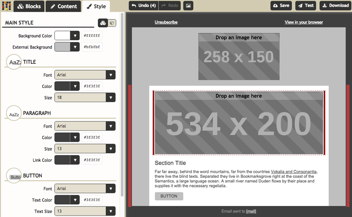 mosaico template email editor